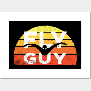 Retro Fly Guy Mens Swimming 1 Posters and Art